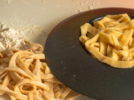 home cooking - making italian pasta from doughの写真素材