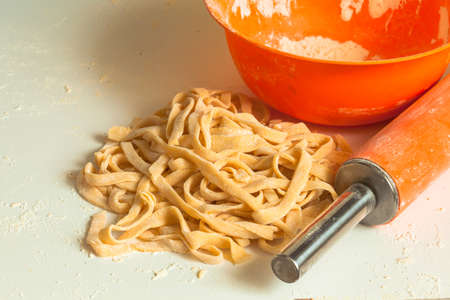 home cooking - making italian pasta from doughの写真素材