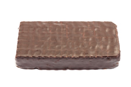 Sweet chocolate waffles isolated on white backgroundの写真素材