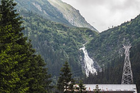 Carpathians nature landscape, waterfall in Fagaras mountains at Romania, spectacular wilderness scenery.の写真素材