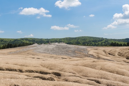 Landscape of mud volcanoes at Berca in Romania.の写真素材