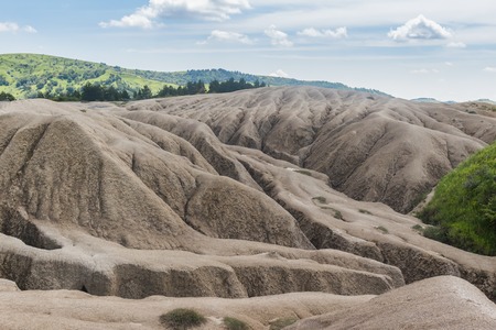 Landscape of mud volcanoes at Berca in Romania.の写真素材