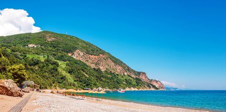 Summer seascape, Jaz beach and Adriatic sea coastline in Montenegro.の写真素材