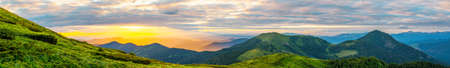 Colorful landscape at sunset in the mountains, scenic wild nature panorama, Carpathians.