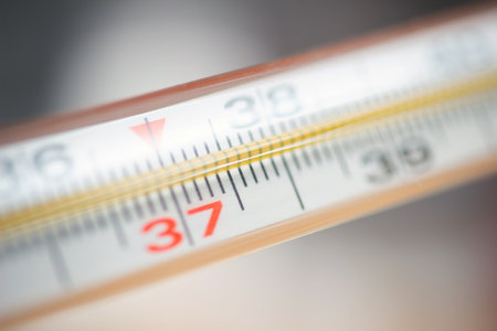 Mercury thermometer for checking temperature, macro.