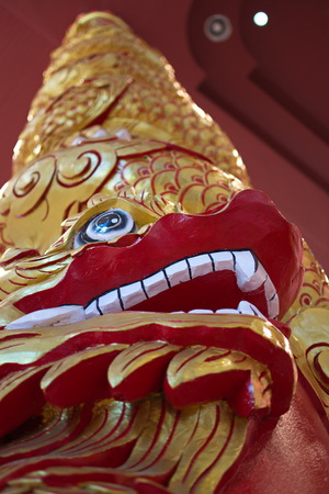 Dragon pillar inside templeの写真素材