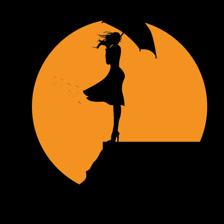 flat landscape illustration, with beautiful skyのイラスト素材