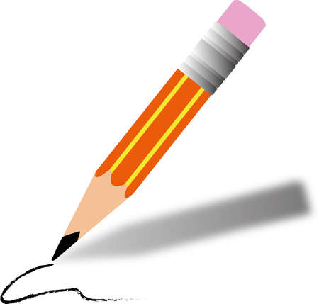 Illustration of a cartoon pencil writingのイラスト素材