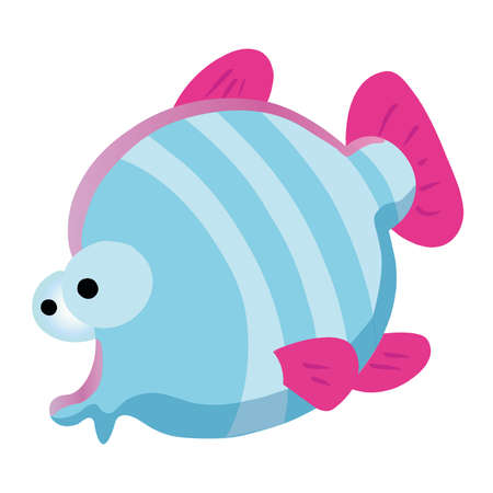 Blue  fish cartoon cuteのイラスト素材