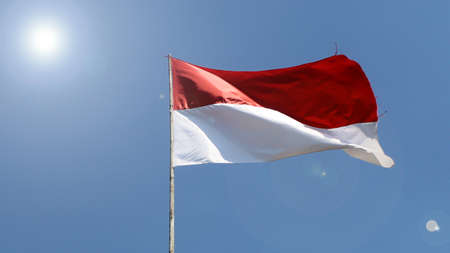 Indonesian Flag in clear sky