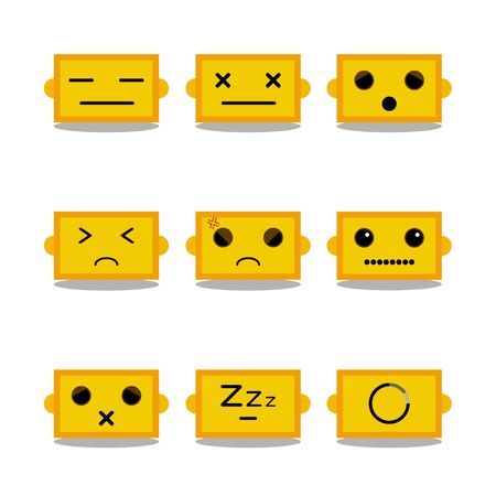 cute robot emoticons set vector-02のイラスト素材