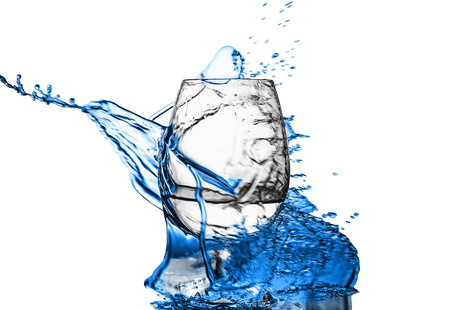 Red water splash with black and white glass