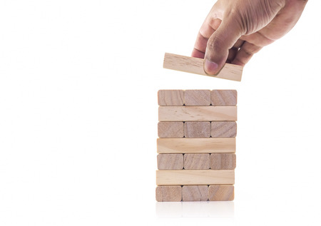 New management, leadership, business concept growth success process. Planing and strategy concept. The hand establishes a group in row.の写真素材