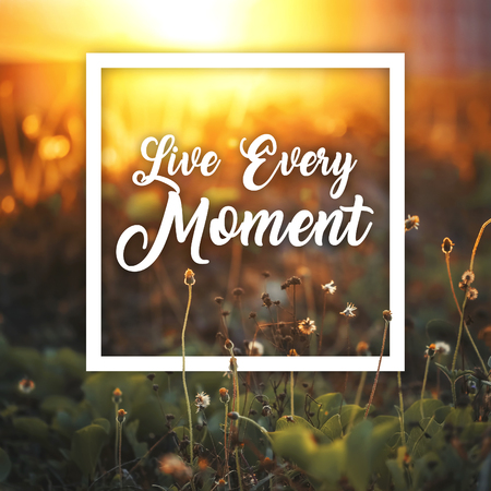 Inspirational Typographic Quote with nature background - Live every momentの写真素材