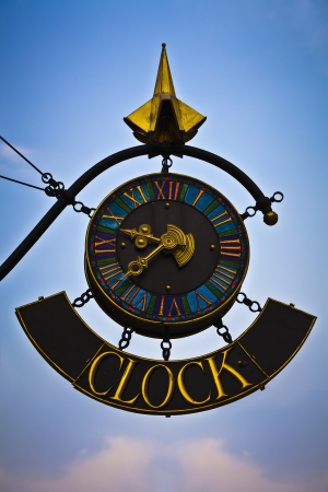 An old beautiful, decorative clock in the old town of Szentendreの写真素材