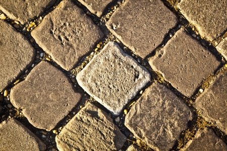 Decorative, old road from a cobble-stone, background, textureの写真素材