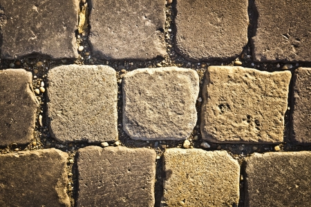 Decorative, old road from a cobble-stone, background, textureの写真素材