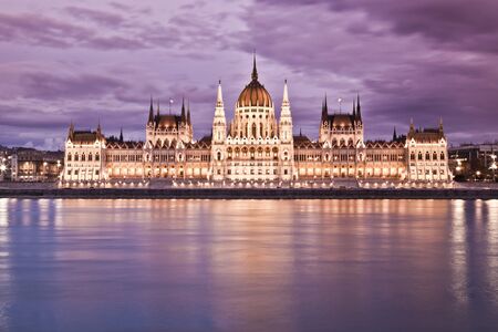 Parliament, Budapest, Hungary at night のeditorial素材