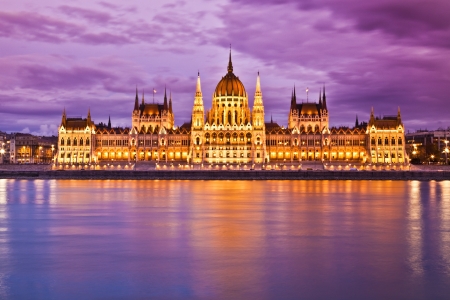 Parliament, Budapest, Hungary at night のeditorial素材