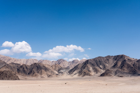 Landscape image of mountains and blue sky background in Ladakh , Indiaの写真素材