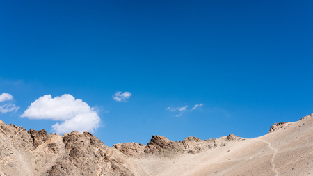 Closeup image of mountains and blue sky background in Ladakh , Indiaの写真素材