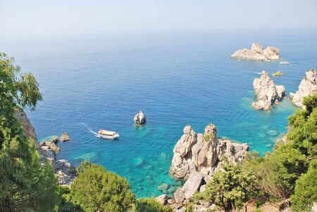 a blue sea from the the cliffの写真素材