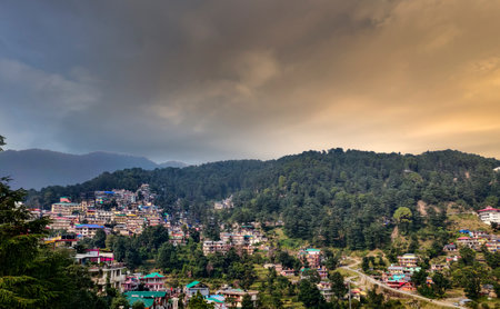 Heavy rain cloud in Himachal Pradesh mountainsの写真素材