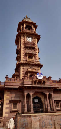 Old clock tower in small town of Indiaのeditorial素材