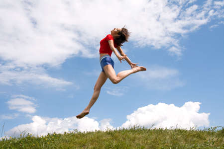 jumping girlの写真素材