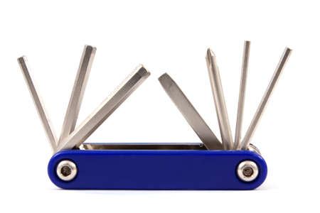 bicycle repair kit isolated on whiteの写真素材