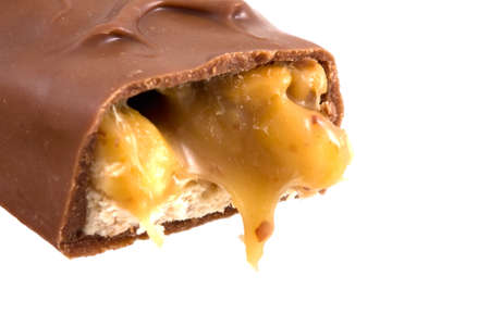 chocolate with cream isolated on whiteの写真素材