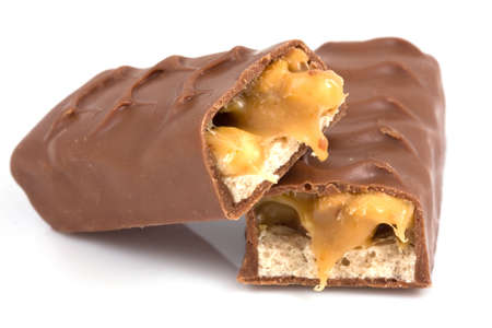 chocolate with cream isolated on whiteの写真素材