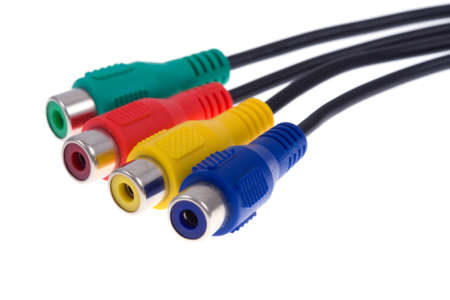 audio and video cables isolated on the whiteの写真素材