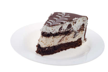 Chocolate Piece of cake Isolated on  white