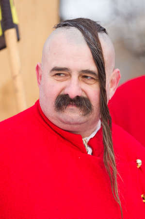 KIEV, UKRAINE - JANUARY 19,2012:Portrait of the Ukrainian cossack in a national clothing on the holiday of Christening in Kyiv,Ukraine.のeditorial素材