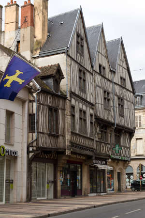 DIJON, FRANCE - JUNE 3, 2010:Ancient wooden house in Dijon, France.Dijon is a city in eastern France, and is the capital of the Burgundy region.のeditorial素材