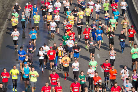 KYIV, UKRAINE - APRIL 17, 2016:Kiev half marathon in Kyiv, Ukraine. The number of runners were more than eight thousand peoplのeditorial素材
