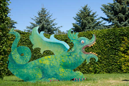 Chinese green dragon in the parkのeditorial素材