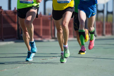 KYIV, UKRAINE - APRIL 09, 2017:Nova poshta Kyiv half marathon in Kyiv, Ukraine. The number of runners were more than six thousand people.のeditorial素材