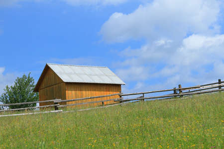 Wooden house in the mountains of the Carpathians, Ukraine