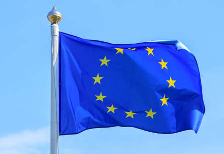 European Union flag waving in the windの写真素材