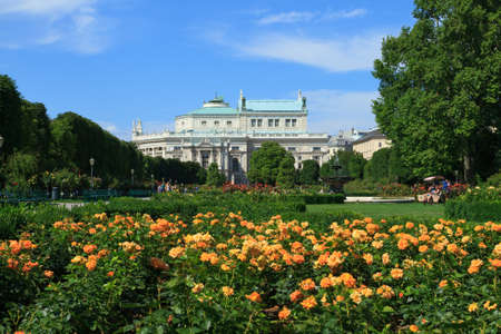 VIENNA, AUSTRIA - JULY 23, 2017:View of Burgtheater, the Austrian National Theater on Volksgarten park in Vienna, Austria.のeditorial素材