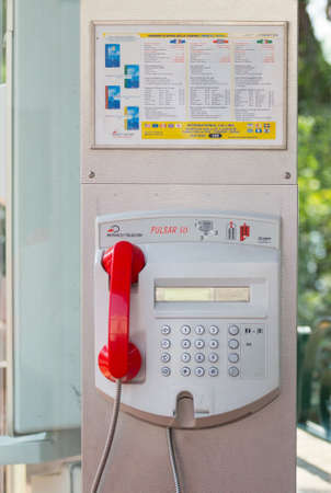 MONACO, MONACO - JUNE 10, 2010:Public telephone on the city street in Monte Carlo, Monaco.のeditorial素材