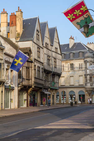 Dijon, France- June 3, 2010:Traditional buildings in the Old Town of Dijon - Burgundy, France. Dijon is the main city of the province of Burgundy.のeditorial素材