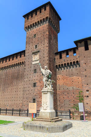 Milan, Italy-June 11, 2010:San Giovanni Nepomuceno statue in Sforzesco Castle in Milan, Italyのeditorial素材