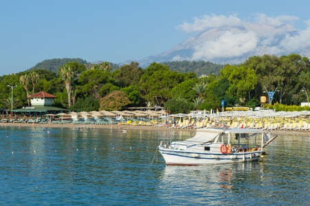 Kemer, Turkey - June 17, 2018:Beautiful white yacht in Kemer, Turkeyのeditorial素材