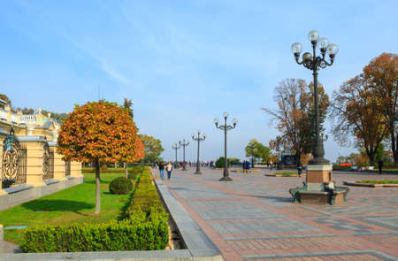 Kyiv, Ukraine - October 19,2018:Square in the Mariinsky Park with lanterns in the autumn in Kyiv, Ukraineのeditorial素材