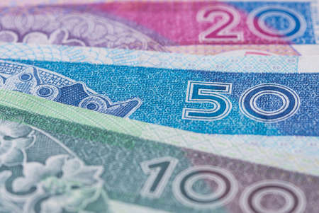 Colored background made of polish zloty banknotesの写真素材