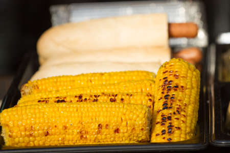 Fried sweet corn at the christmas marketの写真素材