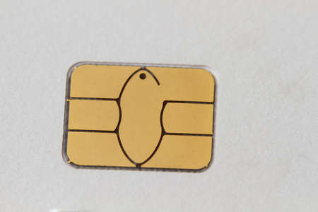 White credit card chip of macro background